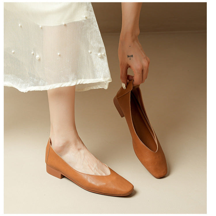 Soft Leather Slip-On Glove Shoes – Women's Multicolor Low Heel Comfortable Flats