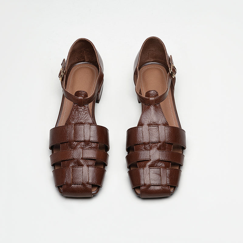 Artisanal Genuine Leather Fisherman Sandals – Closed Toe Comfort Shoes for Women