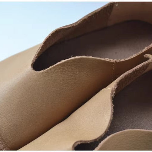 Women's Leather Flat Slip-on High-Vamp Daily Flat
