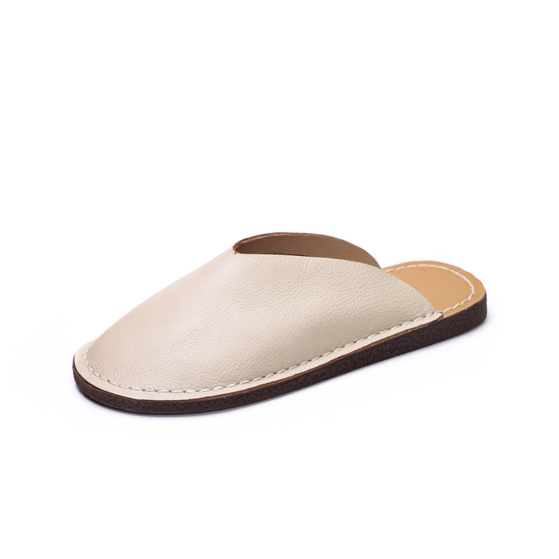 Women's Leather Minimalist Flat Mule Shoes