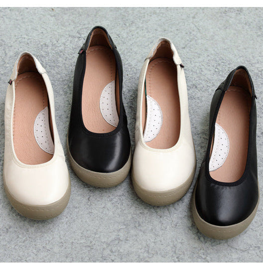 Women's Leather Low Heel Comfortable Boat Shoes