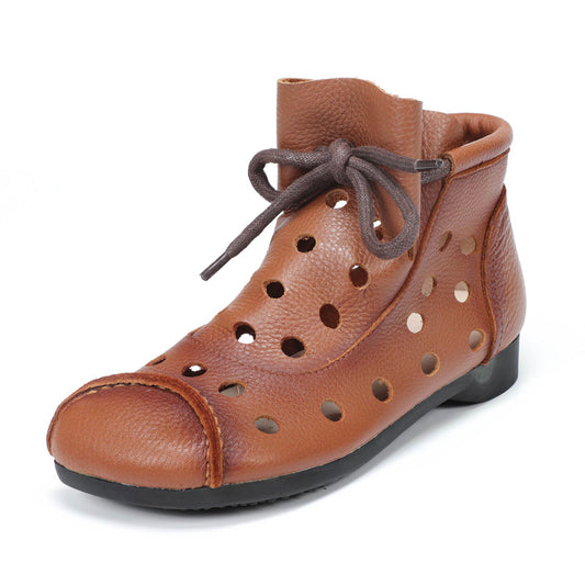 Women's Summer Leather Hollow Out Ankle Boots