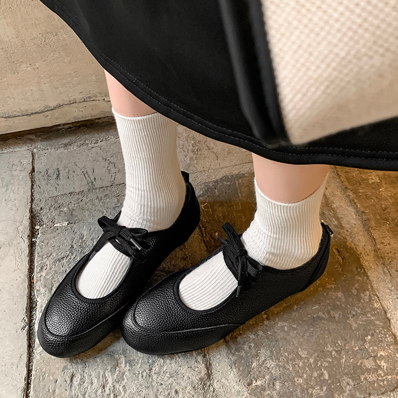 Women's Handmade Casual Comfortable Flat Lace Up Ballet Shoes