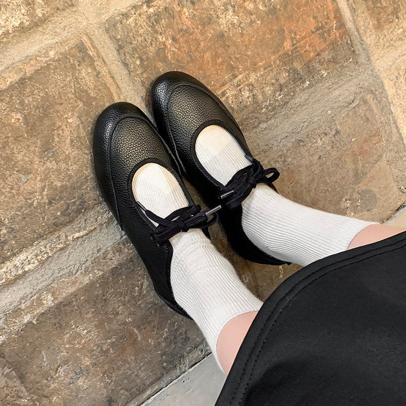 Women's Handmade Casual Comfortable Flat Lace Up Ballet Shoes