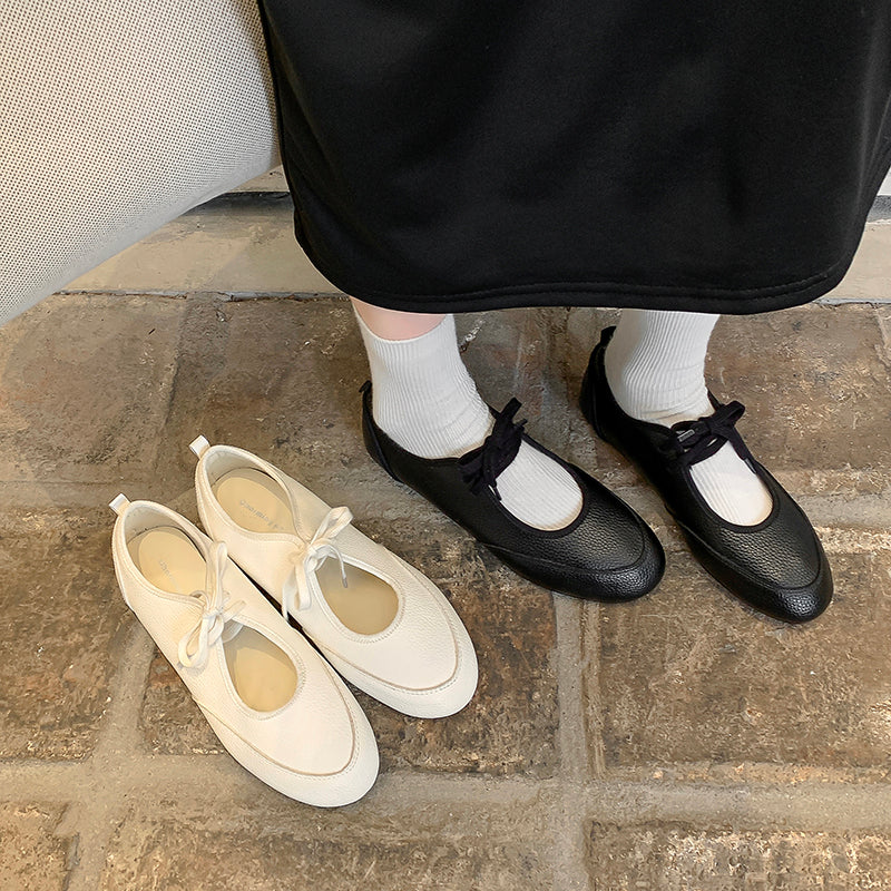 Women's Handmade Casual Comfortable Flat Lace Up Ballet Shoes