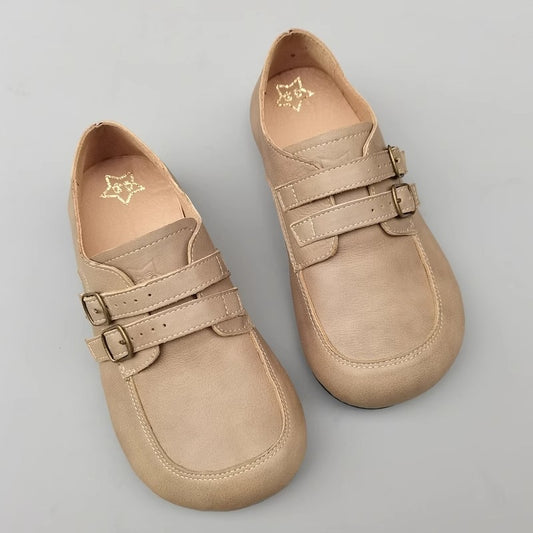 Women's Retro Square Toe Casual Buck Flat Loafers for Wide Feet