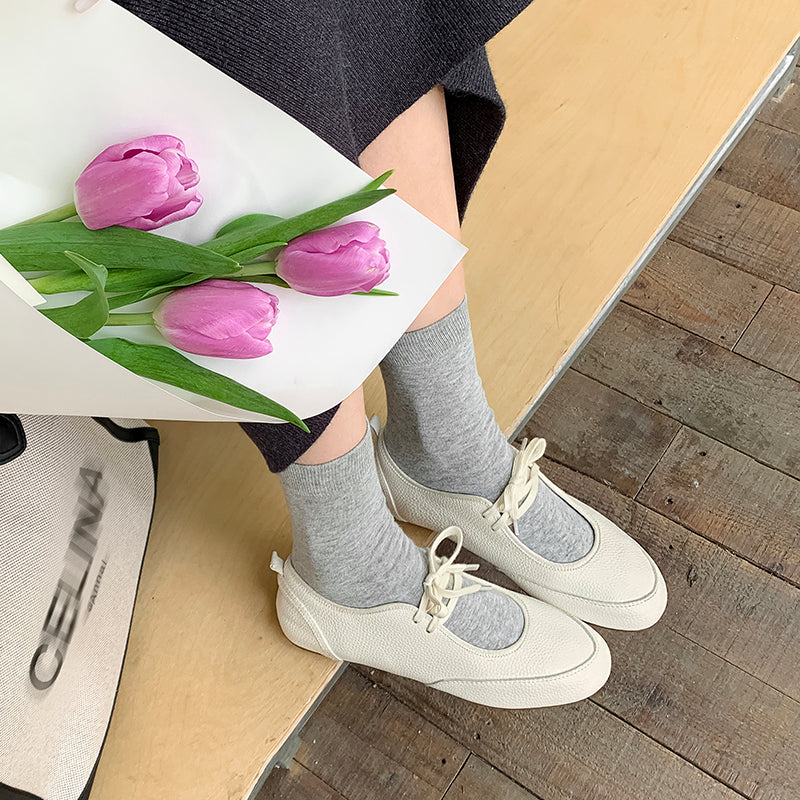 Women's Handmade Casual Comfortable Flat Lace Up Ballet Shoes