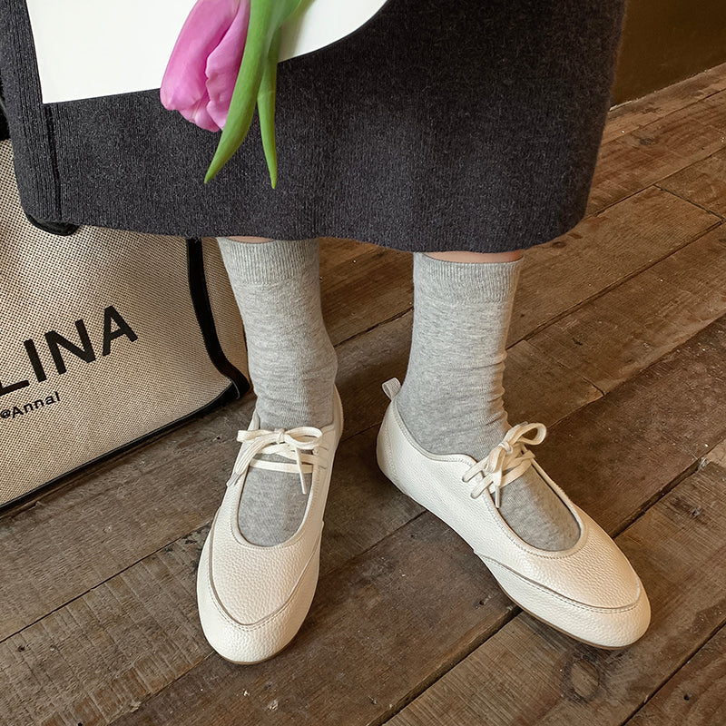 Women's Handmade Casual Comfortable Flat Lace Up Ballet Shoes