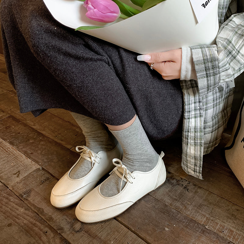 Women's Handmade Casual Comfortable Flat Lace Up Ballet Shoes