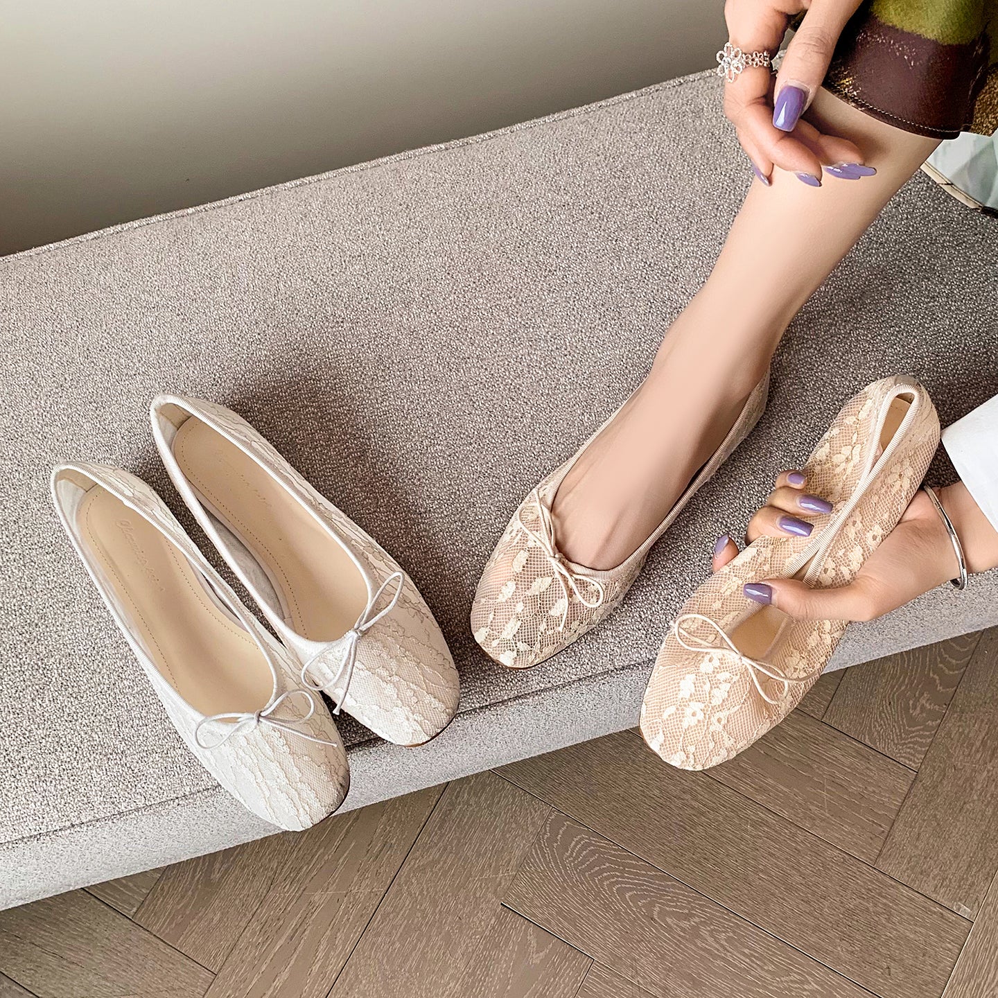 Women‘s French Style Lace Ballet Shoes - Elegant Summer Flats for Weddings and Daily Commute