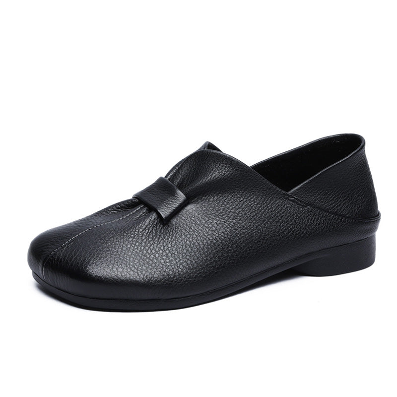 Women's Leather Lightweight Slip-on Walking Daily Flats Shoes