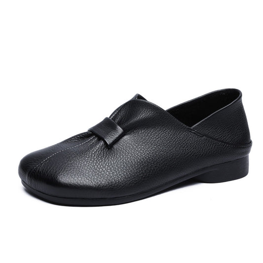 Women's Leather Lightweight Slip-on Walking Daily Flats Shoes