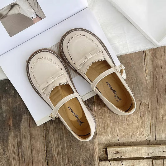 Round Toe Preppy Style Retro Flat Mary Jane Women's Shoes