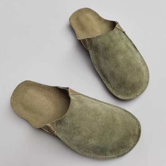 Women's Handmade Leather Minimalist Comfort Flat Mule