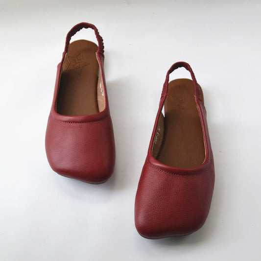 Women's Closed Toe Slip On Leather Heel Hollow Out Flat Sandals