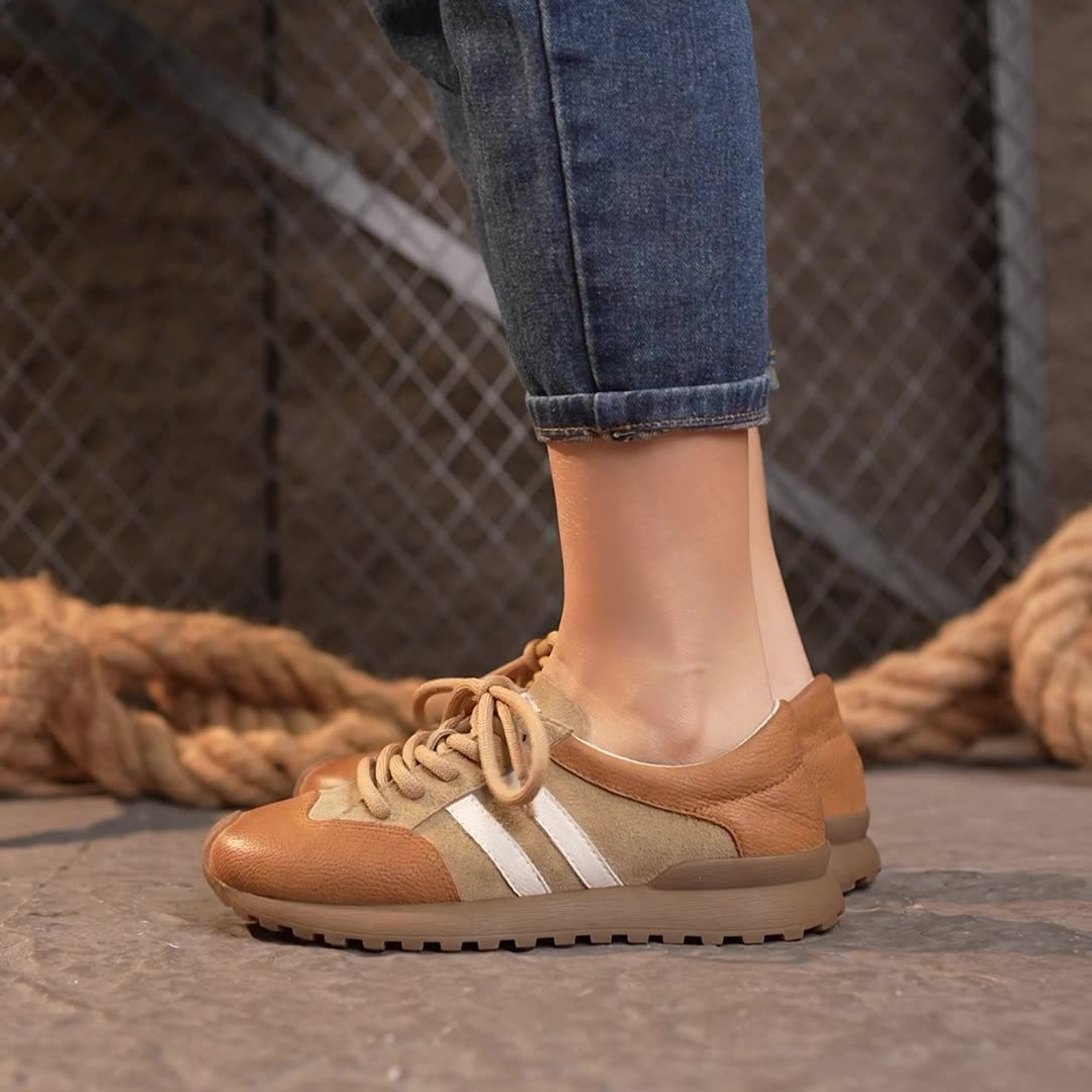 Women's Leather Retro Casual Comfort Sneakers