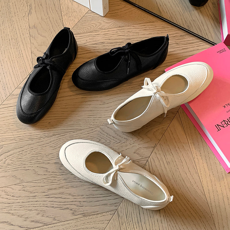 Women's Handmade Casual Comfortable Flat Lace Up Ballet Shoes