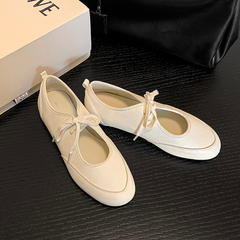 Women's Handmade Casual Comfortable Flat Lace Up Ballet Shoes