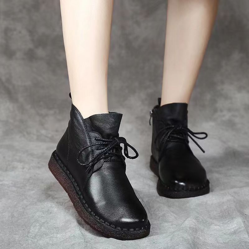Comfortable Handmade Leather Boots Women's Shoes Non-slip Wear-resistant Sole
