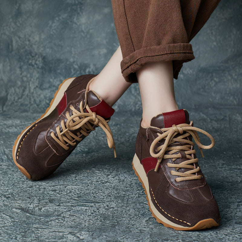 Women's Casual Leather Retro Daily Sneakers