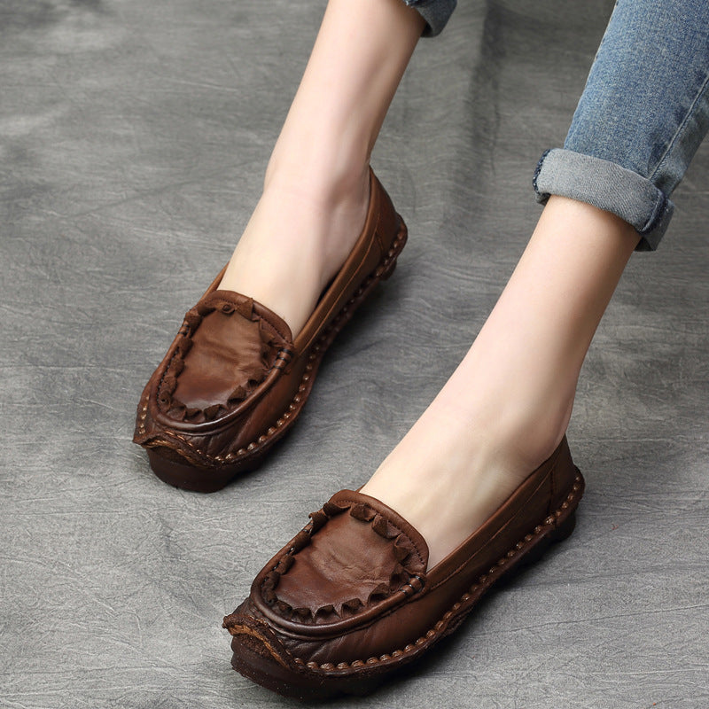 Women's Genuine Handmade Comfort Slip-On Boat Shoes