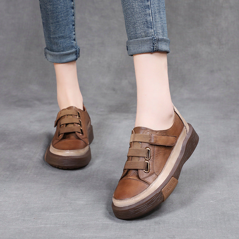 Women's Leather Flat Sneakers – Non-Slip & Comfortable for Daily Wear