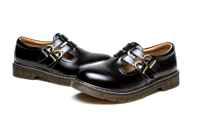 Womens T- Strap Double Buckle Strap Mary Jane Shoes Flats - RetroStep