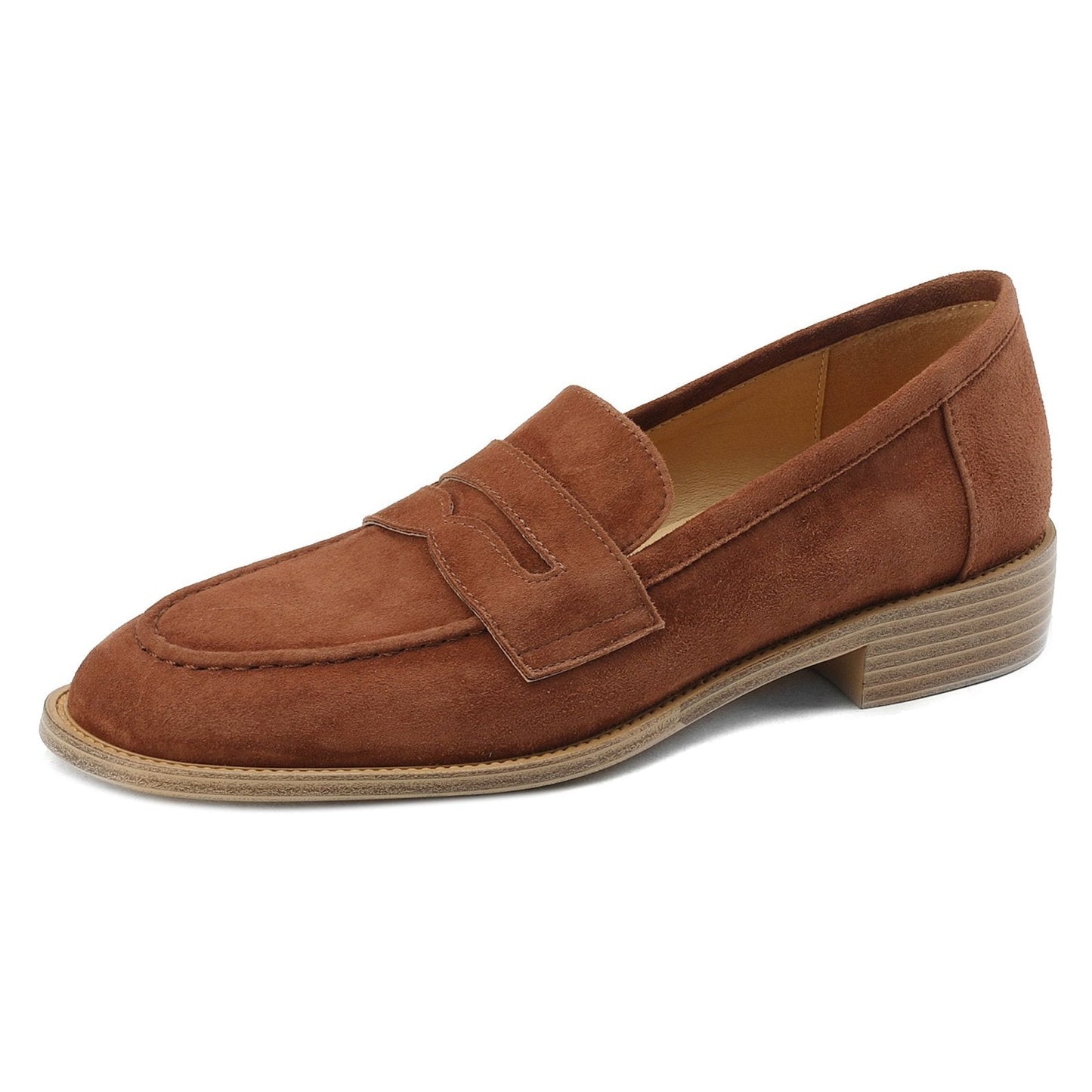 Handmade Classic Navy Suede Leather Penny Loafers Women's Shoes