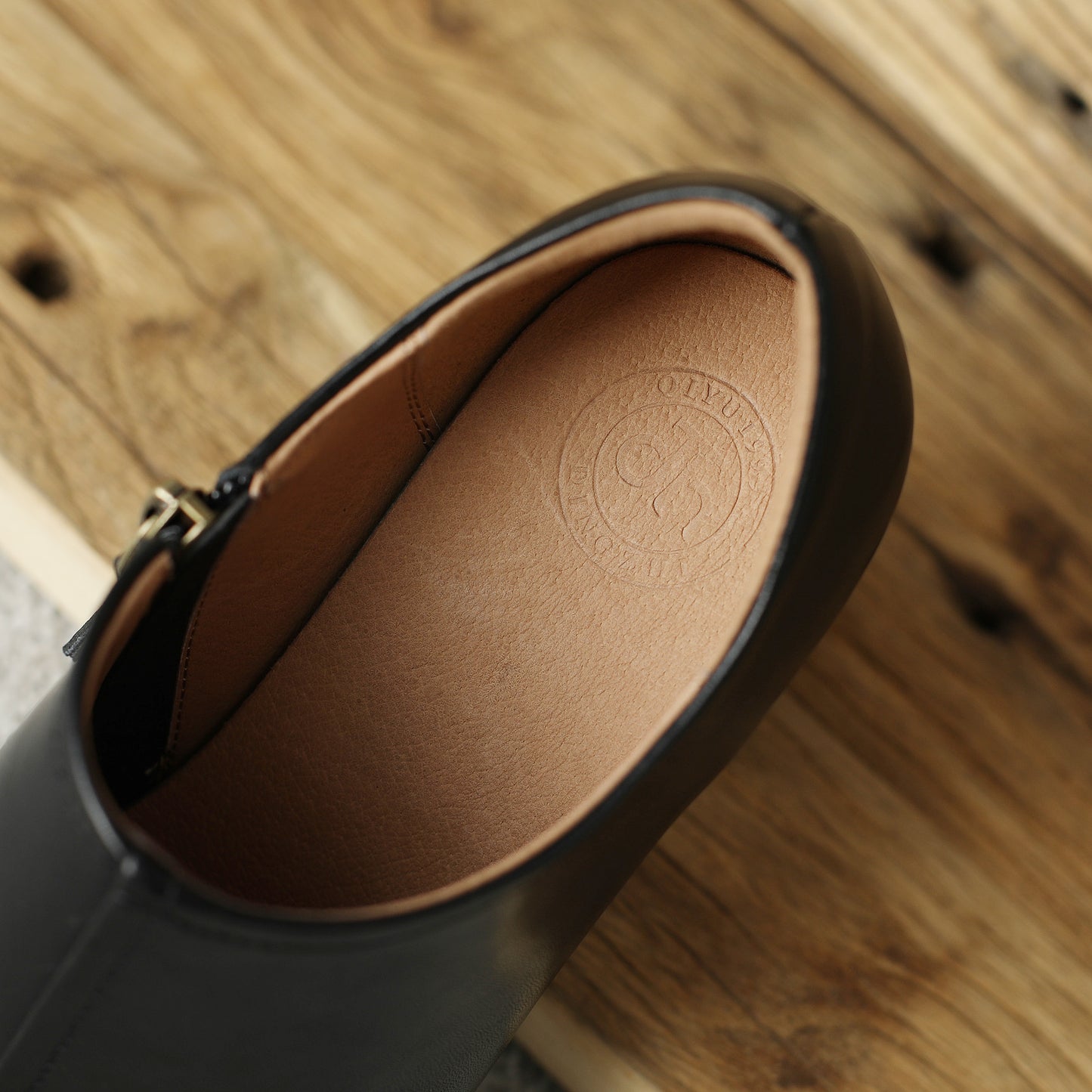 Genuine Leather Vintage Square Toe Block Heel High Zipper Ankle Boots Women's Shoes
