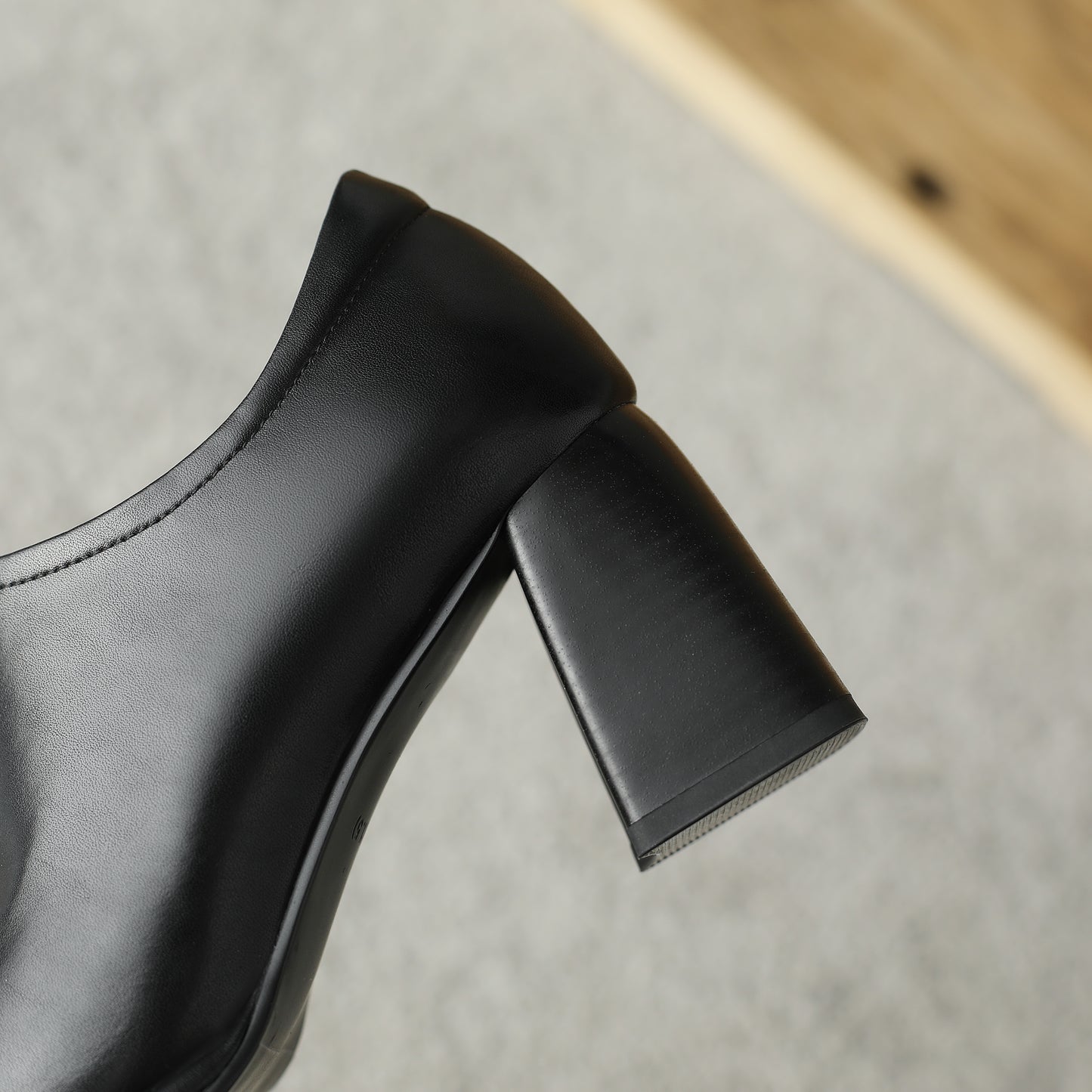 Genuine Leather Vintage Square Toe Block Heel High Zipper Ankle Boots Women's Shoes