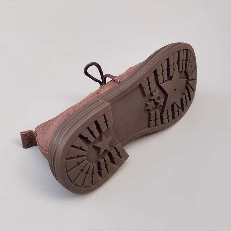Women's Handmade Leather Casual Flat Lace Up Derby Shoes