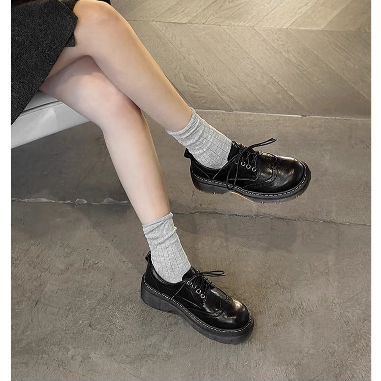 Women's Platform Brock Preppy Style Lace-up Loafers