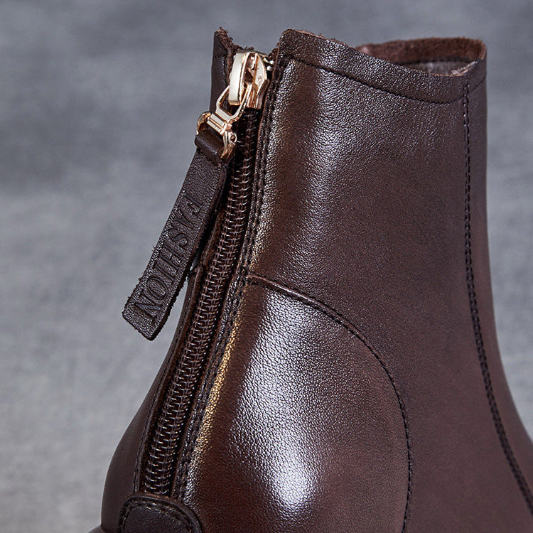 Women's Casual Genuine Leather Ankle Boots – Comfortable for Daily Wear