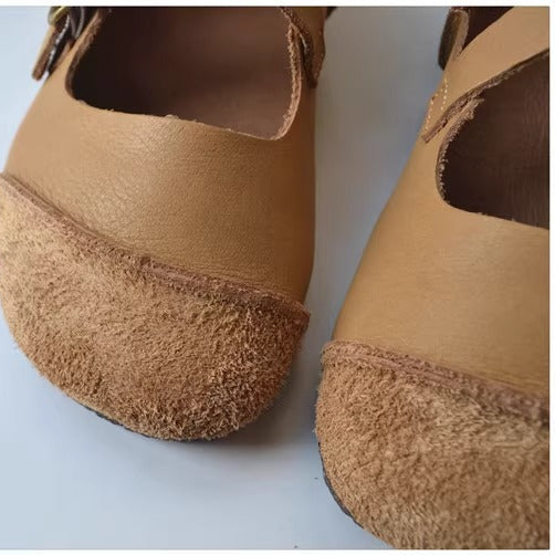 Women's Women's Leather Retro Patchwork Flat Cross Strap Mary Jane Shoes