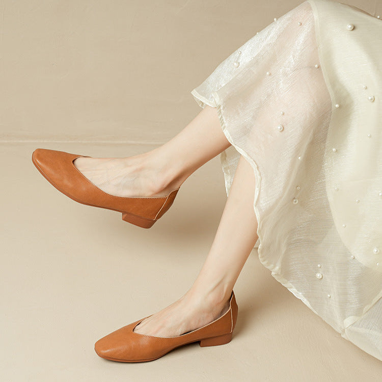 Soft Leather Slip-On Glove Shoes – Women's Multicolor Low Heel Comfortable Flats