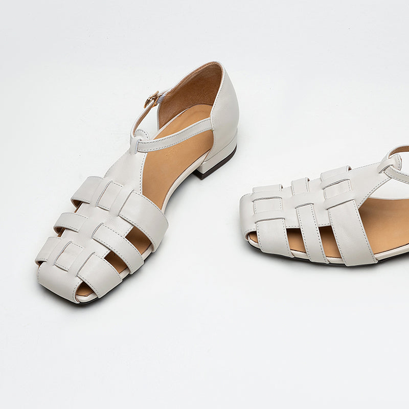Artisanal Genuine Leather Fisherman Sandals – Closed Toe Comfort Shoes for Women