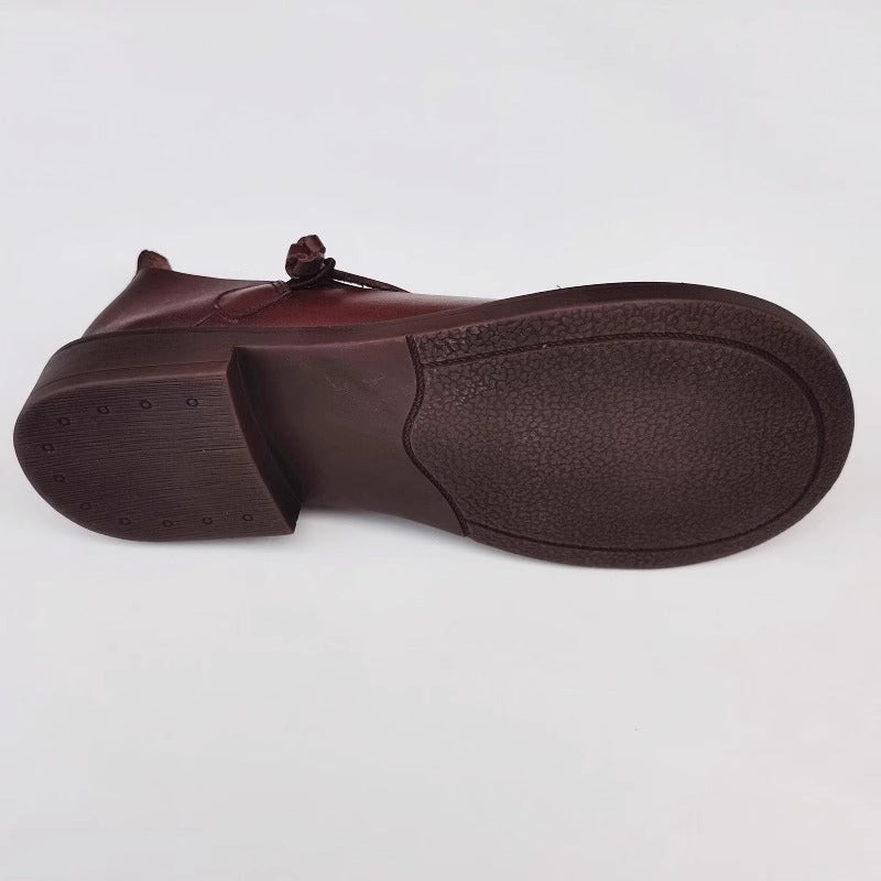 Handmade Women's Leather Wide Toe Box Flats – Casual Slip-On Shoes with Comfort