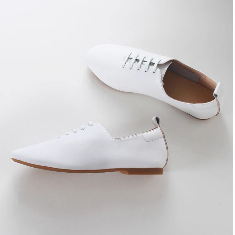 Women's Preppy Round Toe Leather Flats – Comfortable Soft Sole