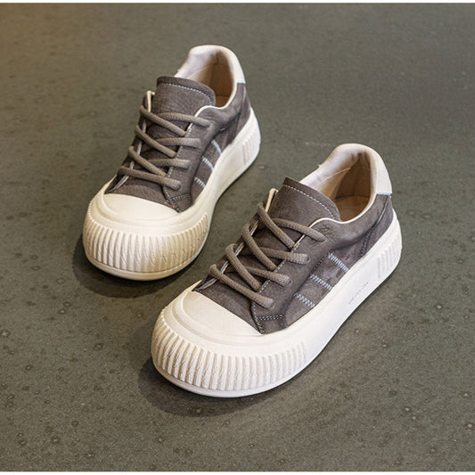 Women's Leather Casual Platform Walking Shoes Tennis Shoes