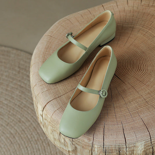Vintage Comfort Square Toe Ballet Flat Mary Jane Women's Shoes