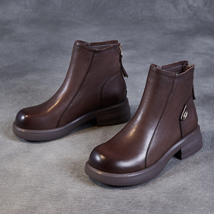 Women's Casual Genuine Leather Ankle Boots – Comfortable for Daily Wear