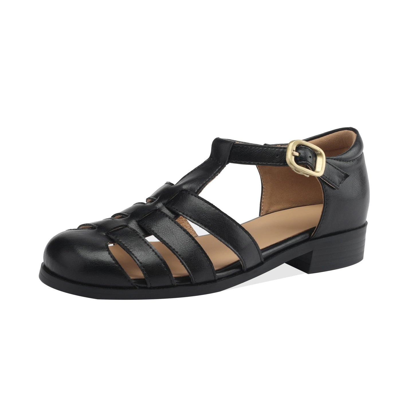 Women's Handmade Leather Round Toe Closed Toe Casual Fisherman Sandals