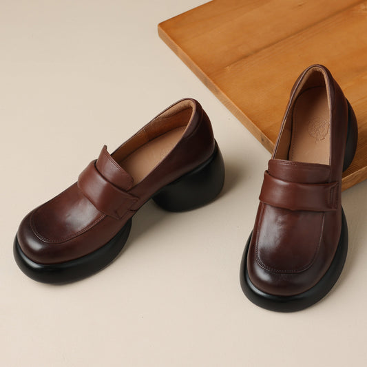 Women's Casual Retro Platform Slip-On Loafers