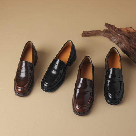 Women's Handmade Leather Vintage Preppy Comfort Loafers