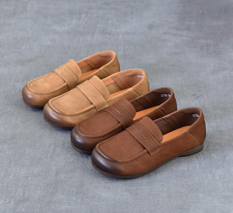 Women's Handmade Genuine Leather Casual Loafers Walking Shoes