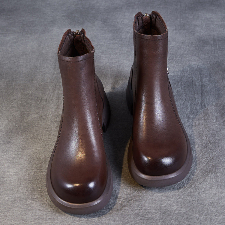 Women's Casual Genuine Leather Ankle Boots – Comfortable for Daily Wear