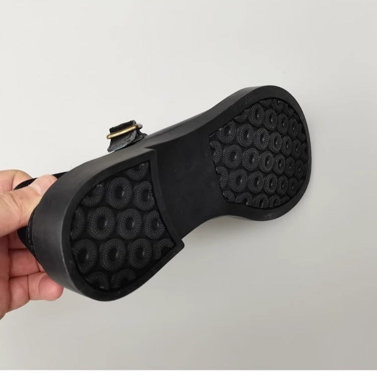 Women's Wide Toe Box Genuine Leather Mary Jane Flats – Buckle, Round Toe Shoes