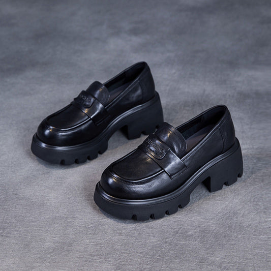 Minimalist Leather Loafers – Lightweight Platform Slip-Ons for Women