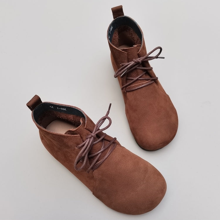 Genuine Leather Breathable Retro Flat Soft High Top Women's Boots