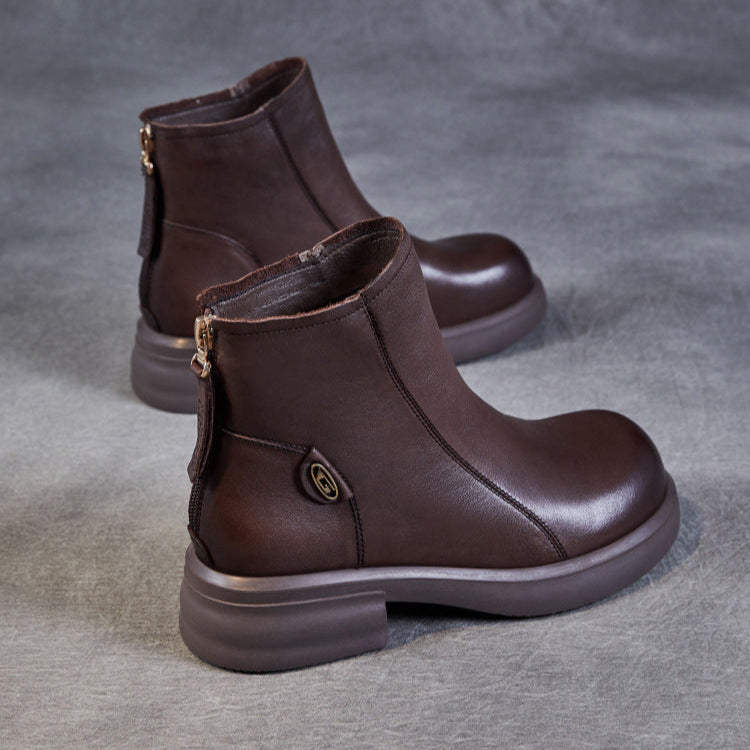 Women's Casual Genuine Leather Ankle Boots – Comfortable for Daily Wear